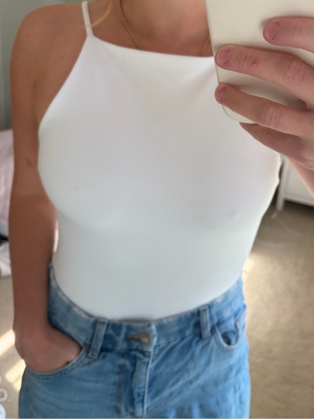Abercrombie & Fitch White high neck Slim Spaghetti-Strap Cami